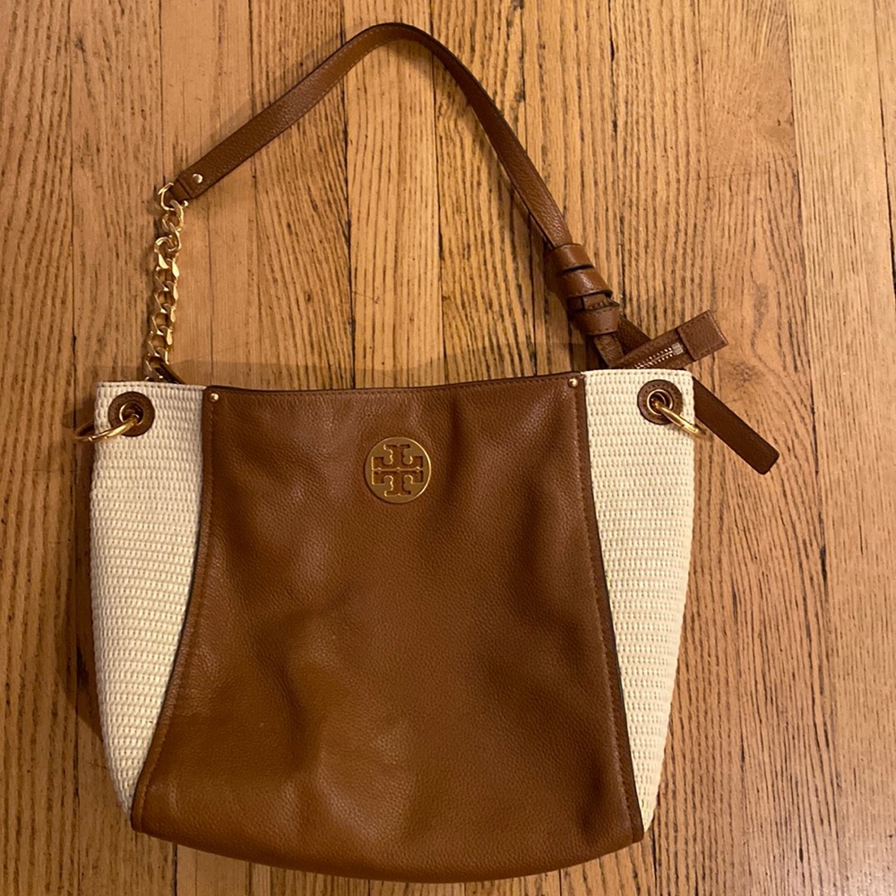 EUC Tory Burch Bag - soft brown leather & straw